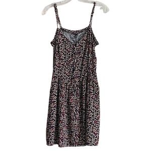 Divided by H&M Black with Key Print Rayon Dress Size 12
